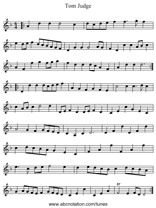 Tom Judge - staff notation