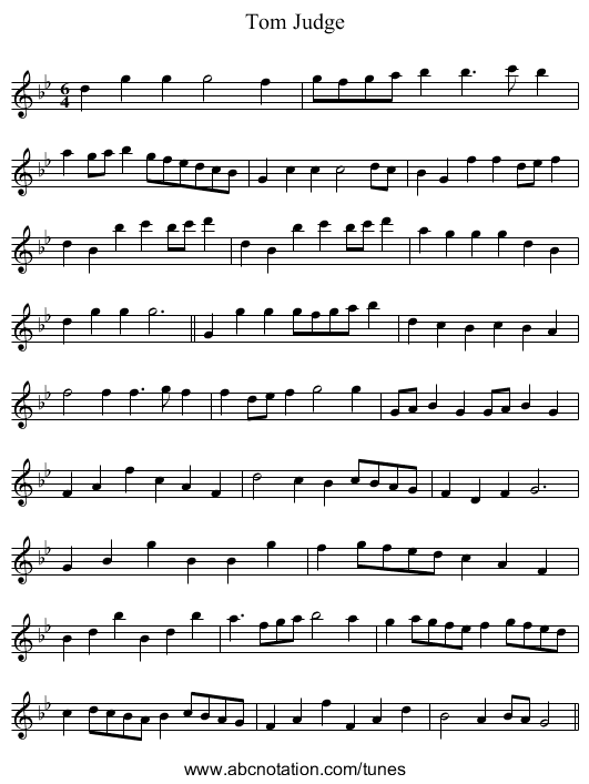 Tom Judge - staff notation
