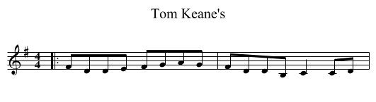 Tom Keane's - staff notation