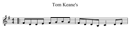 Tom Keane's - staff notation