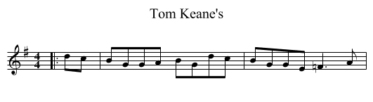 Tom Keane's - staff notation