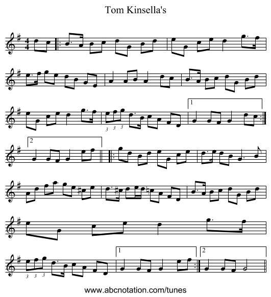 Tom Kinsella's - staff notation