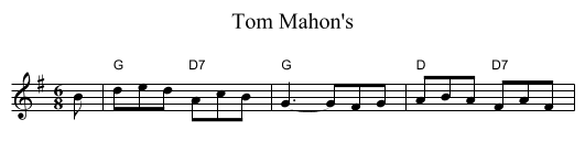 Tom Mahon's - staff notation
