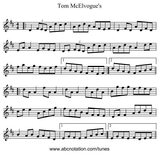 Tom McElvogue's - staff notation