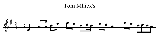 Tom Mhick's - staff notation