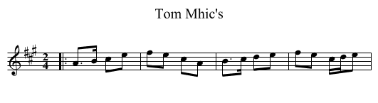 Tom Mhic's - staff notation