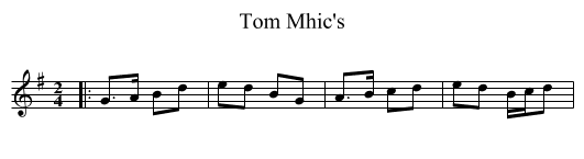 Tom Mhic's - staff notation