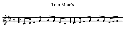 Tom Mhic's - staff notation