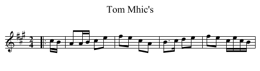 Tom Mhic's - staff notation