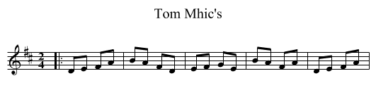 Tom Mhic's - staff notation