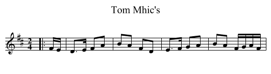 Tom Mhic's - staff notation