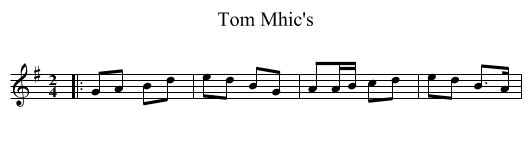 Tom Mhic's - staff notation