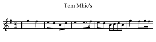 Tom Mhic's - staff notation