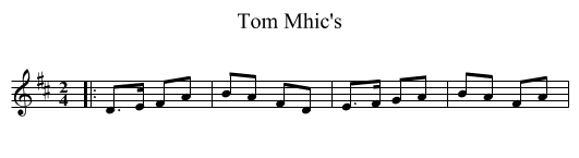 Tom Mhic's - staff notation