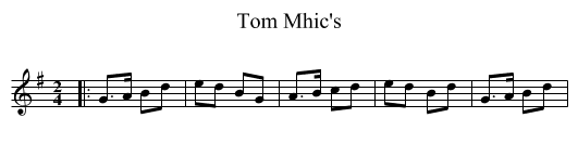 Tom Mhic's - staff notation