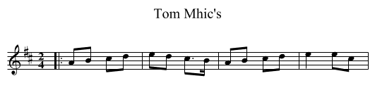 Tom Mhic's - staff notation