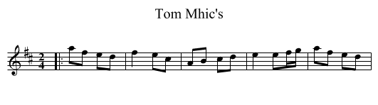 Tom Mhic's - staff notation