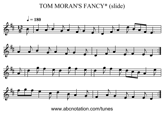 TOM MORAN'S FANCY* (slide) - staff notation