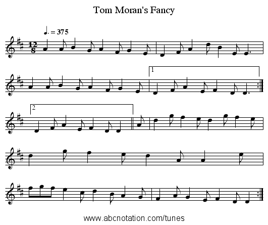 Tom Moran's Fancy - staff notation