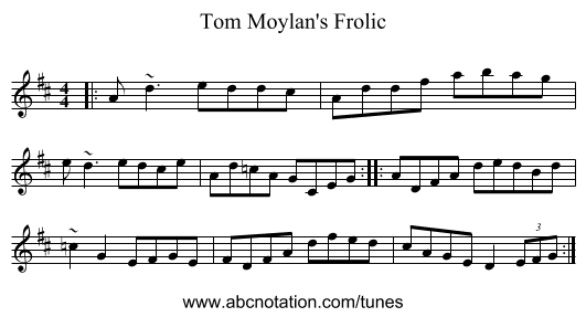 Tom Moylan's Frolic - staff notation