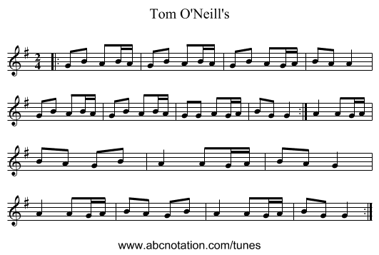 Tom O'Neill's - staff notation