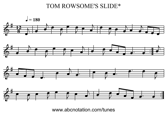 TOM ROWSOME'S SLIDE* - staff notation