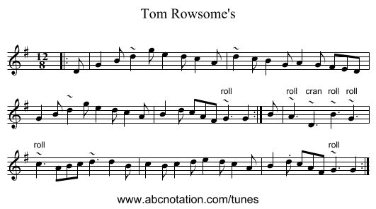 Tom Rowsome's - staff notation