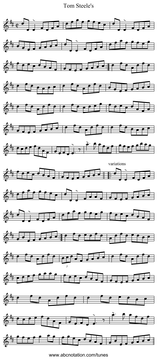 Tom Steele's - staff notation