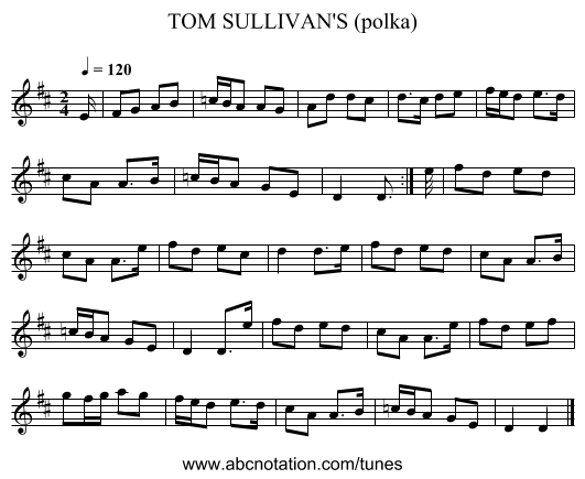 TOM SULLIVAN'S (polka) - staff notation