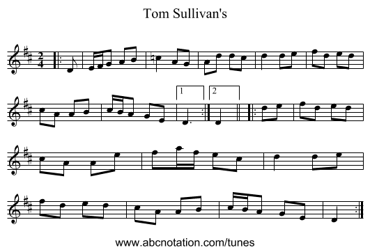 Tom Sullivan's - staff notation