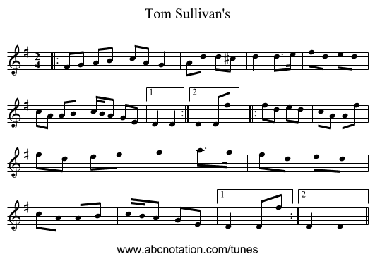 Tom Sullivan's - staff notation