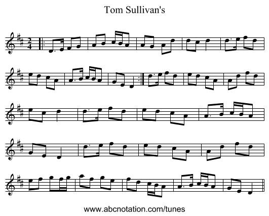 Tom Sullivan's - staff notation