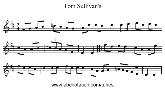 Tom Sullivan's - staff notation