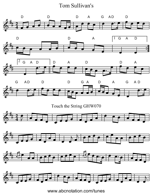 Tom Sullivan's - staff notation