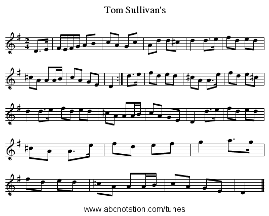 Tom Sullivan's - staff notation