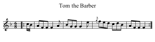 Tom the Barber - staff notation