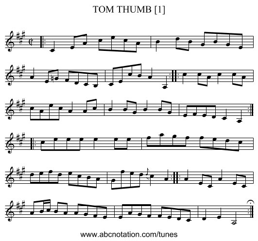 TOM THUMB [1] - staff notation