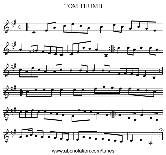 TOM THUMB - staff notation
