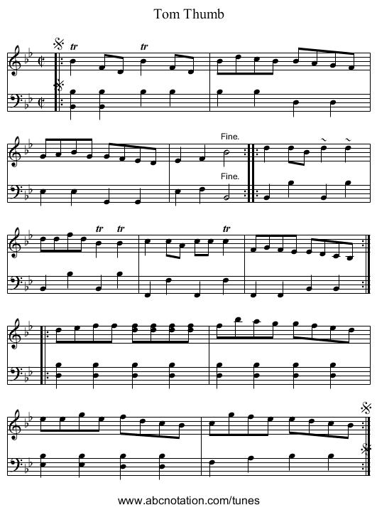 Tom Thumb - staff notation