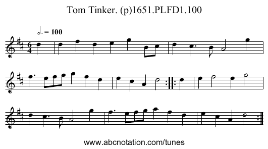 Tom Tinker. (p)1651.PLFD1.100 - staff notation