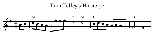 Tom Tolley's Hornpipe - staff notation