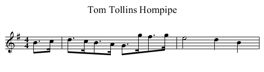 Tom Tollins Hornpipe - staff notation