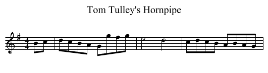 Tom Tulley's Hornpipe - staff notation