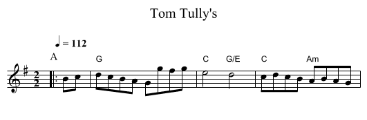 Tom Tully's - staff notation