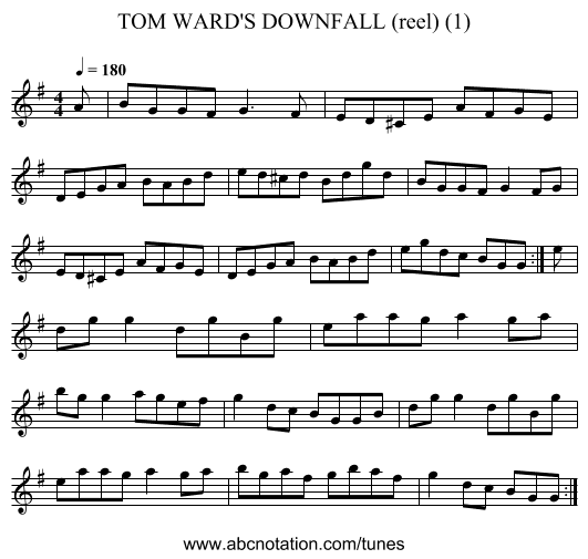 TOM WARD'S DOWNFALL (reel) (1) - staff notation