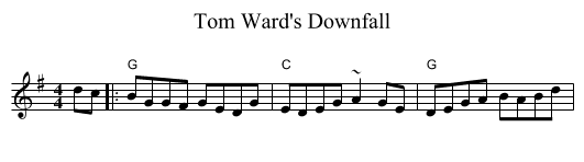Tom Ward's Downfall - staff notation