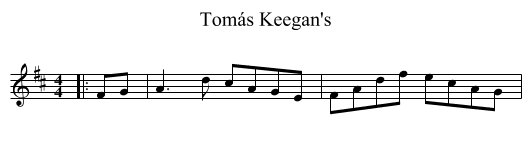 Tomás Keegan's - staff notation