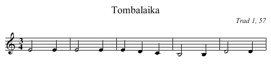 Tombalaika - staff notation