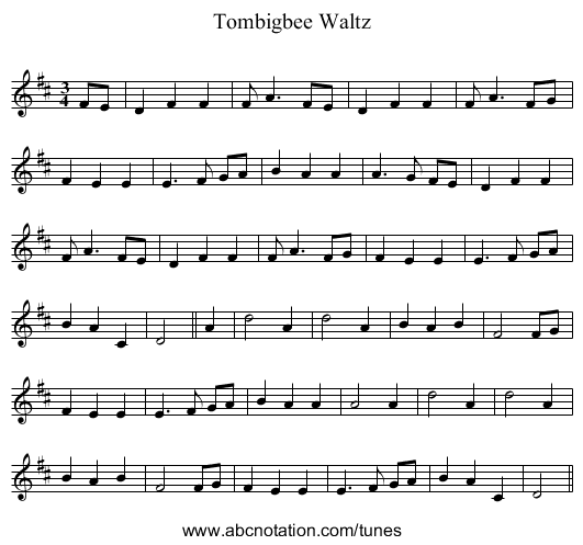 Tombigbee Waltz - staff notation
