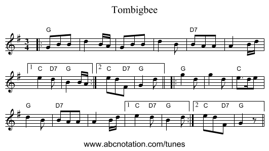 Tombigbee - staff notation
